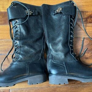 Tory Burch Knee High Lace up Combat Boots